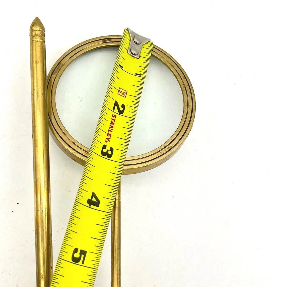 Vintage Solid Brass Adjustable Magnifying Glass Stand Desk Accessory Scientific